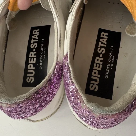 Golden Goose Superstar Classic with List Glitter Sneaker Shoes Womens 36 US 6 - Picture 12 of 16